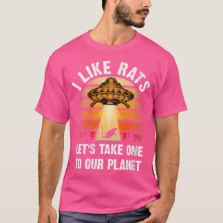 T-shirt Femmes J'Aime Les Rats Lover Espace Aliens Thémati