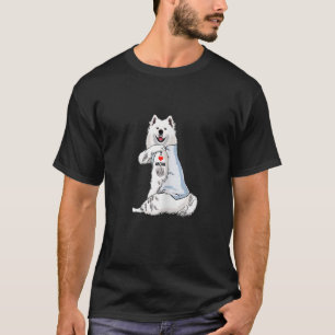 T-shirt Femmes J'Aime Maman Tatouage Samoyed Maman Chien F