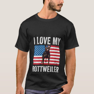 T-shirt Femmes J'Aime Mon Rottweiler Rottie Papa Maman Amé