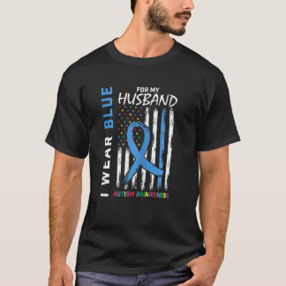 T-shirt Femmes Je Porte Du Bleu Pour Mon Mari Sensibilisat