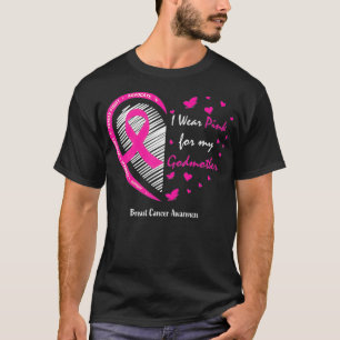 T-shirt Femmes Je Porte Du Rose Pour Ma Godmère Cancer Du