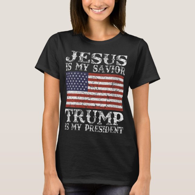T-shirt Femmes Jésus est mon sauveur Trump est mon préside (Devant)
