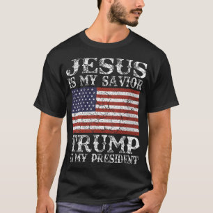 T-shirt Femmes Jésus est mon sauveur Trump est mon préside