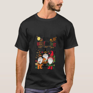 T-shirt Femmes Joyeux Hallothanksmas Gnomes Amant Hallowee