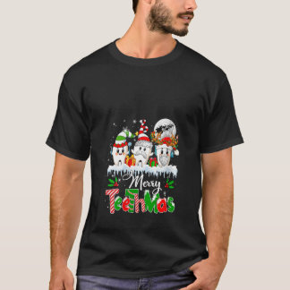 T-shirt Femmes Joyeux Teethmas Noël Trois Père Noël Elf Re