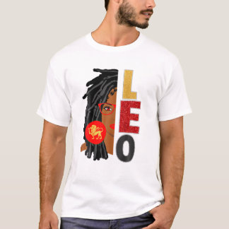 T-shirt Femmes Leo Girl Afro Locs Girl Zodiac Signes naiss