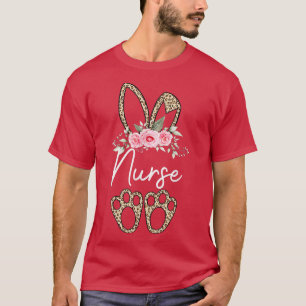 T-shirt Femmes Leopard Pâques Bunny Nurse Joyeux jour de P