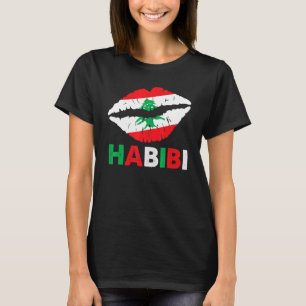 T-shirt Femmes Liban Habibi Dire Lèvres Drapeau Liban Leb