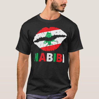 T-shirt Femmes Liban Habibi Dit Lèvres Liban Drapeau Leb