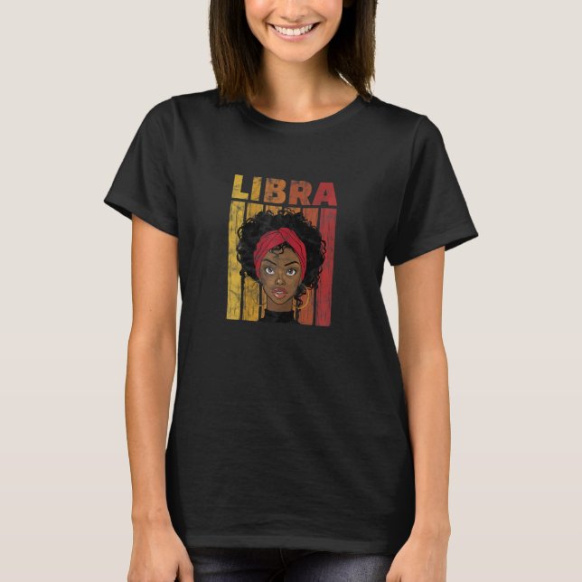 T-shirt Femmes Libra Black Woman Africain Américain Zodiac (Devant)
