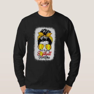 T-shirt Femmes Loud & Fiers Softball Nana Messy Bun Leopar