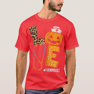 T-shirt Femmes Love Infirmière Citrouille Leopard Automne 