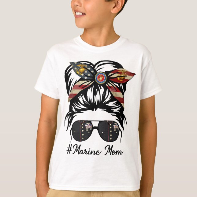 T-shirt Femmes Marine Vie Marine Mère Militaire Masse Bun  (Devant)