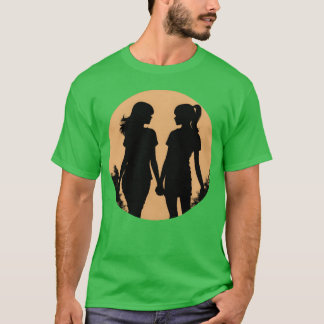 T-shirt Femmes meilleures amies femmes main retro garçon