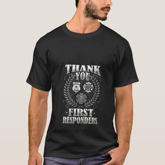 T-shirt Femmes Merci premiers intervenants Patriotique EMT (Devant)