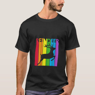 T-shirt Femmes Mignon Arc-en-ciel Renne amateur d'animaux