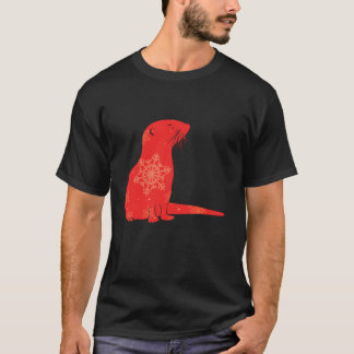 T-shirt Femmes mignonne Otter Lover Amusant hiver Noël Hol