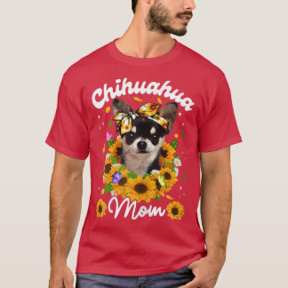 T-shirt Femmes mignonnes Chihuahua Chien Maman Tournesol M