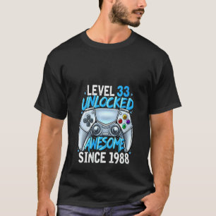 T-shirt Femmes Niveau 33 Déverrouillé Étonnant Depuis 1988
