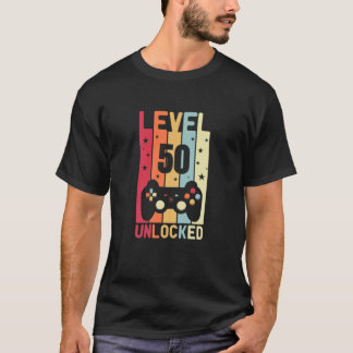 T-shirt Femmes Niveau 50 Déverrouillé Anniversaire 50 ans