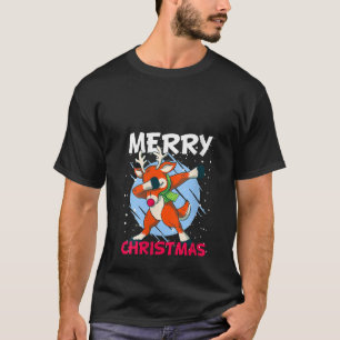 T-shirt Femmes Noël Neige Dabbing Père Noël Rudolf Nez Rou