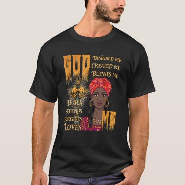 T-shirt Femmes noires Dieu me bénit guérison chrétienne dé (Devant)