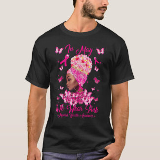 T-shirt Femmes Noires En Mai Nous Portons Du Rose Sensibil