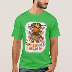 T-shirt Femmes Noires Une Maman Effrayante Messy Bun Hallo