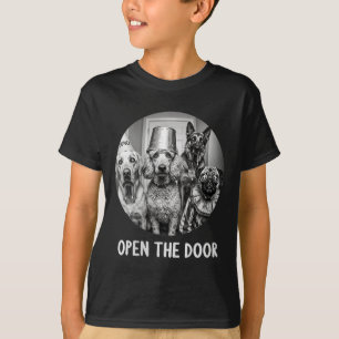 T-shirt Femmes Ouvrez La Porte Chiens Zombie Drôle Hallowe