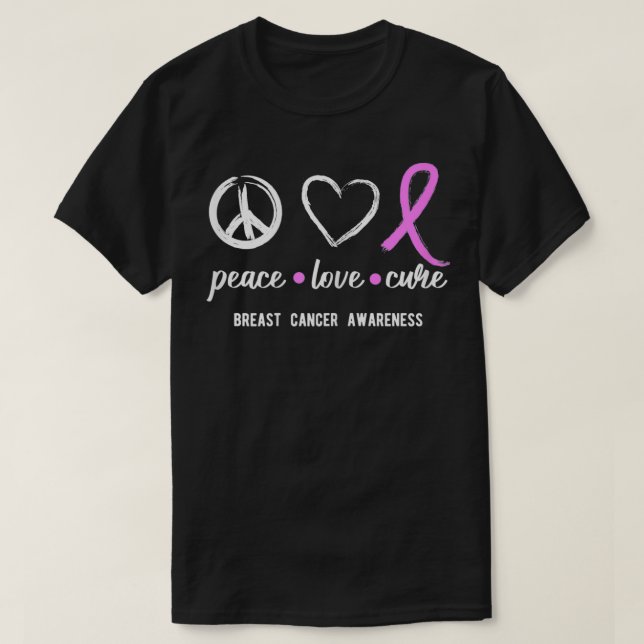 T-shirt Femmes Paix Amour Cure Cancer du Sein Sensibilisat (Design devant)