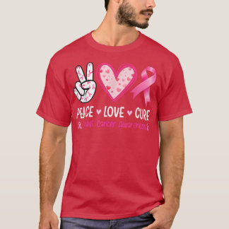 T-shirt Femmes Peace Love Cure Cancer du sein Sensibilisat