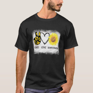 T-shirt Femmes Peace Love Sunflowers Bleached Sunshine Of