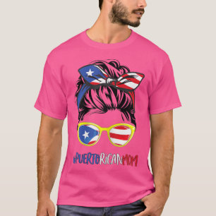 T-shirt Femmes Porto-Rico Maman Femmes Messy Bun Puerto Ri