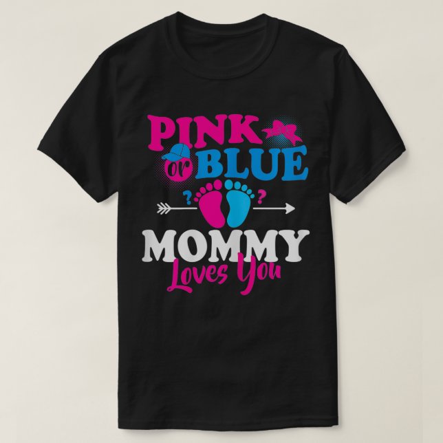 T-shirt Femmes Rose Ou Bleu Maman Aime Vous Révéler Le Sex (Design devant)