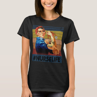 T-shirt Femmes Rosie le Riveter Vintage Rétro Nurse Life 