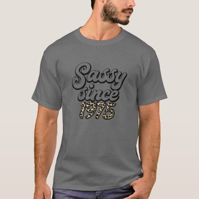 T-shirt Femmes Sassy Depuis 1975 Leopard Joyeux 47E Annive (Devant)
