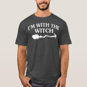 T-shirt FEMMES Scary Halloween design broom sorcière