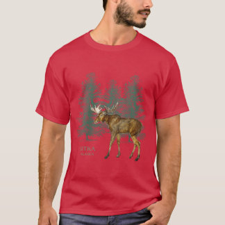 T-shirt Femmes Sitka Alaska Amoureux d'élan Arbres Vintage