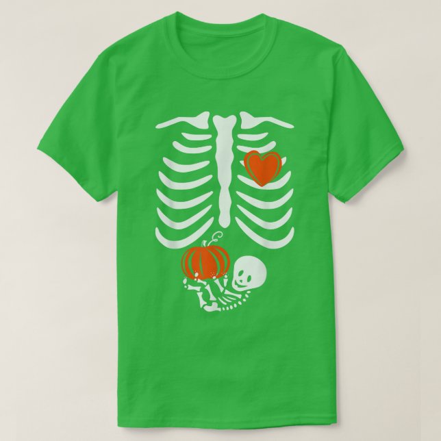 T-shirt Femmes Squelette Bébé Enceinte Xray Rib Cage Hallo (Design devant)