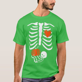 T-shirt Femmes Squelette Bébé Enceinte Xray Rib Cage Hallo