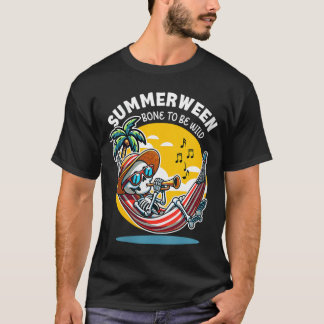 T-shirt Femmes Summerween Os à être sauvage Squelette Col