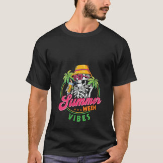 T-shirt Femmes Summerween Vibes Drôle Skeletons Hal été