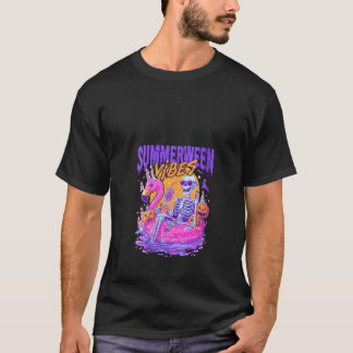 T-shirt Femmes Summerween Vibes Skeleton Citrouille Va Éff