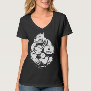 T-shirt Femmes Tatouage de taureau de chien J'aime maman