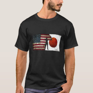 T-shirt Femmes Tir à l'arc Drapeau Japon Usa Grunge Détres