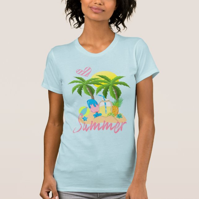 T-shirt Femmes tropicales de plage d'amour d'été de (Devant)