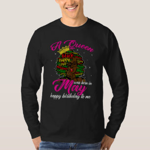 T-shirt Femmes Une Reine Est Née En Mai Afro Femmes Fille 