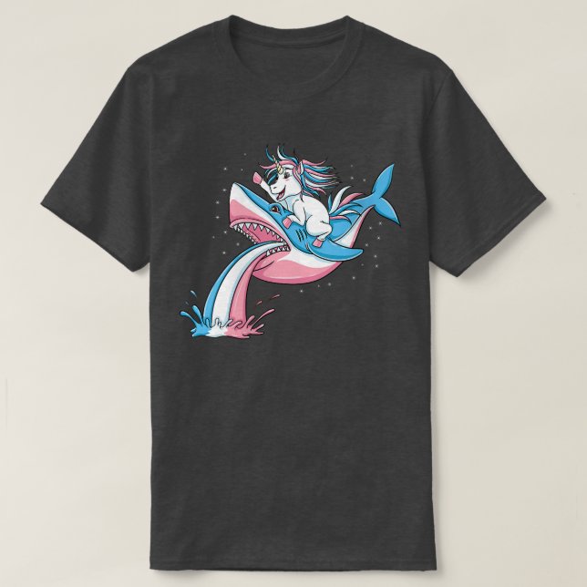 T-shirt Femmes Unicorne équitation Trans Pride Requin Tran (Design devant)