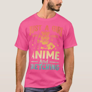 T-shirt Femmes Vintage Rétro Juste Une Fille Qui Aime Anim