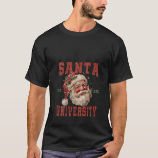 T-shirt Femmes Vintage rétro Santa Claus Face University F